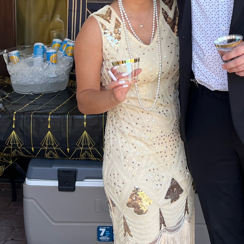 1920s Gatsby Cocktail Sequin Art Deco Flapper Sequin Midi Dress